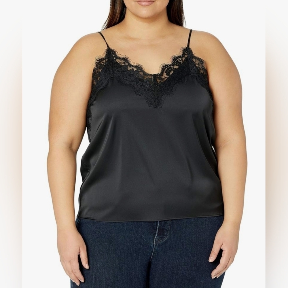 🍁NWT The Drop Women's Natalie V-Neck Lace-Trimmed Camisole Tank Top, Size XXL